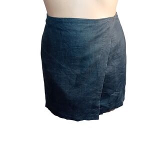 Vintage 90s Y2K Silk Club Collection Linen Wrap Skirt Skort Shorts Retro Prep 14